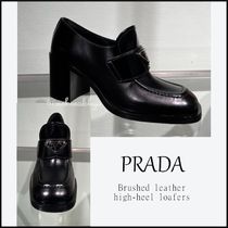 PRADA＊Brushed leather high-heel  ローファー 7.5cm＊送料込