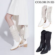 【COLOR iN ID】linen leather western boots