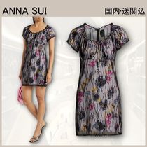 ANNA SUI クレープデシン&レース ミニワンピース ドレス 花柄