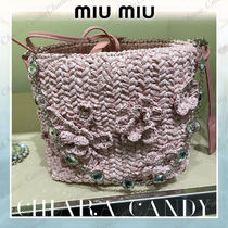 【数量限定】MiuMiu_women / 花のモチーフ ストローバッグ