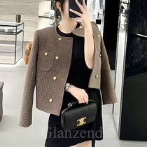 大人気【CELINE】ダブル千鳥格子ウール チェルシージャケット