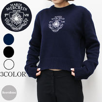 Mardi Mercredi CASHMERE CROPPED PULLOVER SMALL EMBLEM BKS754