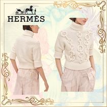 新作【HERMES】「Do Re Boucles」パターン　ニット　ホワイト