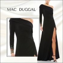 【MAC DUGGAL】ロング ドレス ワンショルダー ビジュー ホワイト