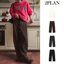 【2plan】Side 3 pin tuck wide slacks