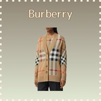 ☆ Burberry バーバリー ベージュ チェック ウール カーディガン