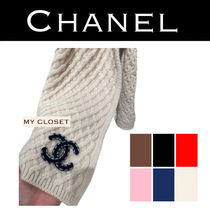 CHANEL マフラー ニット 黒 赤 cc ロゴ ギフト カシミア 直営店