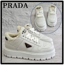 ★関税込★PRADA★レザーxシアリング スニーカー★