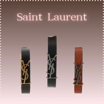 ☆ Saint Laurent サンローラン レザーロゴブレスレット