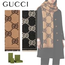 【GUCCI】GGウール ラメ ジャカード スカーフ