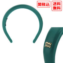 関税・送料込　MIU MIU Emerald green leather ヘアバンド