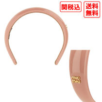 関税・送料込　MIU MIU Pink leather ヘアバンド