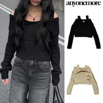 【Anyone more】Angie off-shoulder cable knit