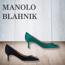 【MANOLO BLAHNIK】ハイヒール シルク サテン ハンギシ パンプス