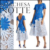 【Marchesa Notte】ミディドレス ツートン レース ブルー/WH