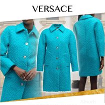 【23AW NEW】VERSACE_women / ウールブークレ ミディコート