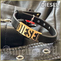 ★人気デザイン★Diesel Font Black Leather Stack Bracelet