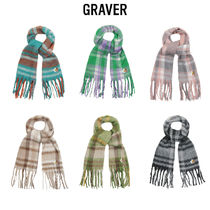 【GRAVER】23FW★ Flower Bear Embroidered Bold Check Muffler