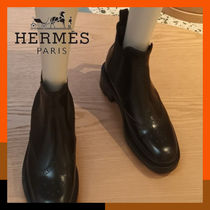 HERMES 最新作 上品 大人のアンクルブーツ 本革レザー 黒茶 Hill