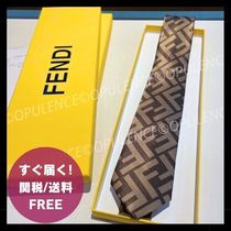 FENDI フェンディ FF ズッカ ブラウン シルク ネクタイ ギフト