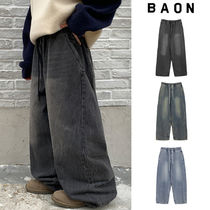 【BAON】[unisex] Koiru banding washed denim pants