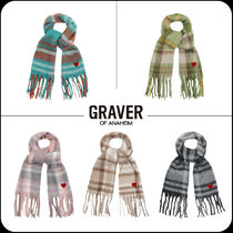 [GRAVER]★HEART SMILE EMBROIDERY BOLD CHECK MUFFLER