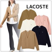 【シンプル】LACOSTEラコステプレーンVネックニットカーディガン