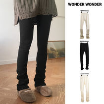 【WONDER WONDER】Layered Shirring Ribbed Leg Warmer Leggings