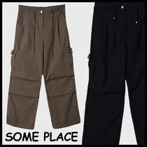 ★SOME PLACE★COTTON WIDE PARACHUTE STRING CARGO PANTS