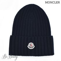 MONCLER ニットキャップ ビーニー ロゴ ウール W