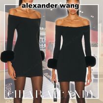 【23AW NEW】Alexander Wang / フェイクファーカフス付きドレス