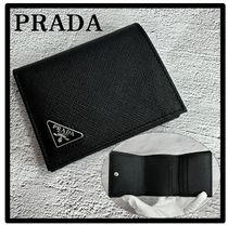 ☆関税込☆PRADA★ロゴ サフィアーノレザー 三つ折り財布★BLACK