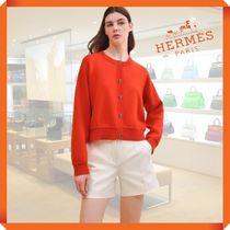 24SS♪HERMES☆長袖カーディガン《Funny Ice Cream》オレンジ