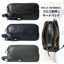 送料込 PELLE MORBIDA  クロコ型押し　サードバッグ