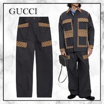 ◆GUCCI 23AW◆ GGモノグラムトリム コットン パンツ / Grey ◆