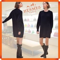 2024 SS♪HERMES☆《スウェット風ドレス》 Bleu Noir カシミヤ