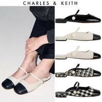 台湾 CHARLES&KEITH パール装飾 フラットミュール