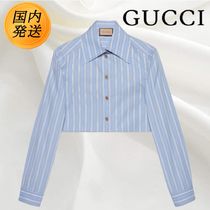 【国内発送★GUCCI】オックスフォード クロップドシャツ ロゴ