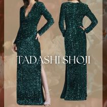 煌めく【TADASHI SHOJI】スパンコール ベルベット ロングドレス