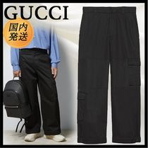 【国内発送★GUCCI】パッチ付き コットンドリル カーゴパンツ