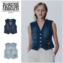 さらに100円引き◆MARITHE◆W V-NECK BUTTON DENIM VEST