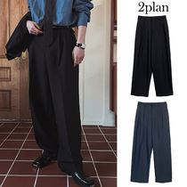 【2plan】Leberry wide two tuck slacks