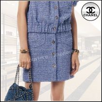 【ツイードが可愛い♪】CHANEL 24P LOOK6 スカート　ブルー