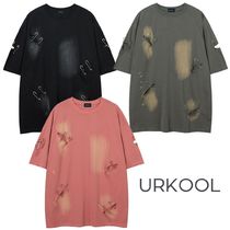 URKOOL　ヴィンテージウォッシュ　ダメージ加工 ストリート 半袖