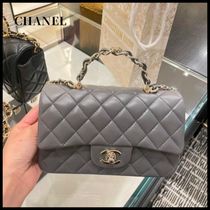 【24Cruise♪超希少】CHANEL  グレー トップ ハンドル バッグ