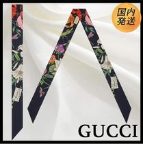 【国内発送★GUCCI】フローラ プリント シルク ネックボウ