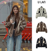 【U LAN】Mild Color Matching Hunt Leather Jacket