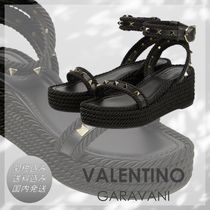 ■VALENTINO■ロックスタッズ レザー エスパドリーユ ウェッジ