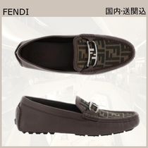 VIP★FENDI レザー FF ジャカード ローファー ブラウン