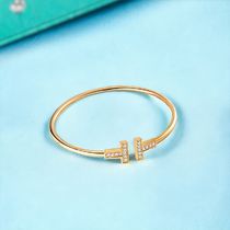 【Tiffany&Co】TiffanyT☆18k Gold Diamond Wire ブレスレット